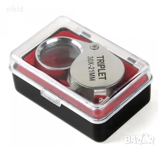 Сгъваема сгъваема лупа джобна бижутерска с увеличение х 30 в кутийка с LED UV светлина осветление, снимка 3 - Други инструменти - 33850931