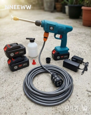 Акумулаторна Водоструйка за почистване на автомобили с батерия и зарядно устройство , снимка 3 - Аксесоари и консумативи - 50990943