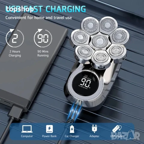 ЧИСТО НОВА Електрическа самобръсначка за мъже Lovcoyo 6 в 1 с подобрен водоустойчив комплект..., снимка 4 - Машинки за подстригване - 50501473