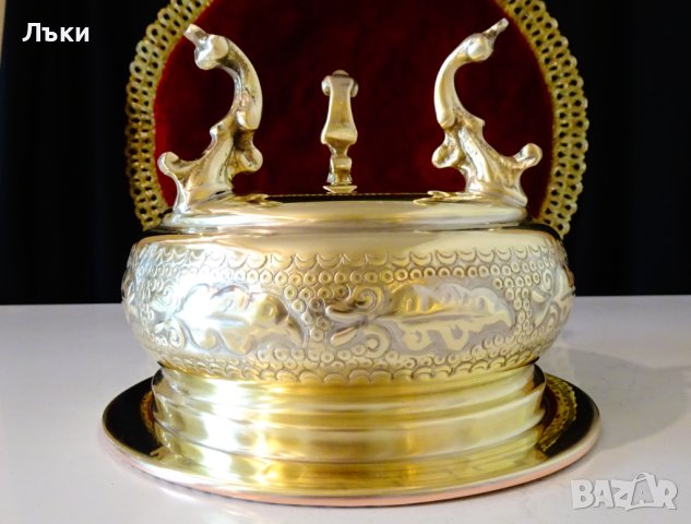 Бронзов съд,фруктиера,изработен от Essabar Hamid. , снимка 4 - Антикварни и старинни предмети - 42752659