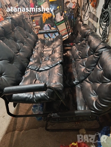 Кожен диван тройка , снимка 3 - Дивани и мека мебел - 54308291