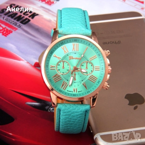 . Дамски елегантен кварцов часовник с кръгъл циферблат и кожена каишка, снимка 7 - Дамски - 52543851