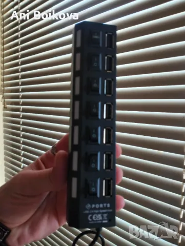 7 гнезда usb разклонител, снимка 2 - USB кабели - 49387504