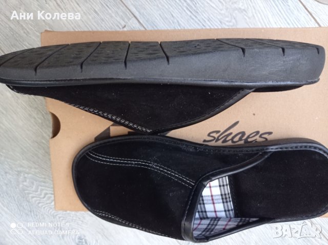  Български мъжки чехли естеств. велур, черни , снимка 2 - Мъжки чехли - 31052877