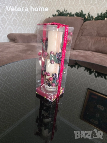 Опакована свещ с поставка , снимка 3 - Декорация за дома - 52920380