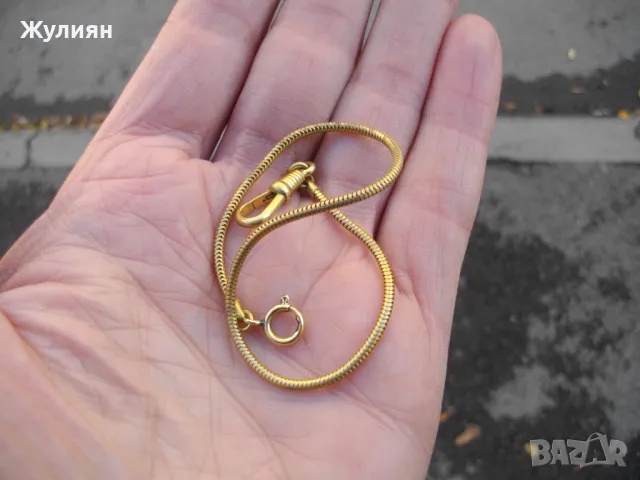 СТАР ПОЗЛАТЕН КЮСТЕК ЗА ДЖОБЕН ЧАСОВНИК, снимка 2 - Антикварни и старинни предмети - 48086429