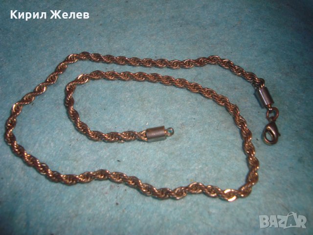 СТАР СТОМАНЕН ВИНТИДЖ ЗДРАВА ДВОЙНА ПЛЕТКА ПОСРЕБРЕН ЛАНЕЦ КЮСТЕК КОЛИЕ 25192