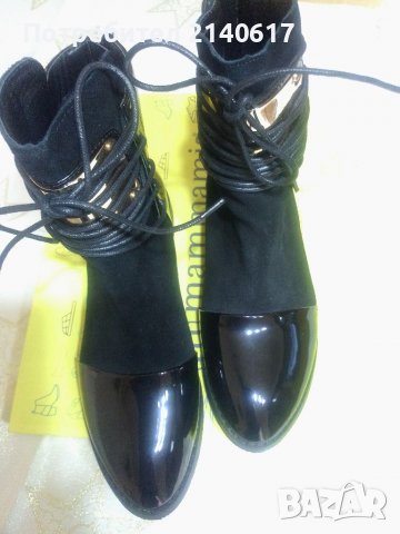 Нови боти,комбинация от 100% естествен лак и велур,N:39, снимка 2 - Дамски боти - 39835686