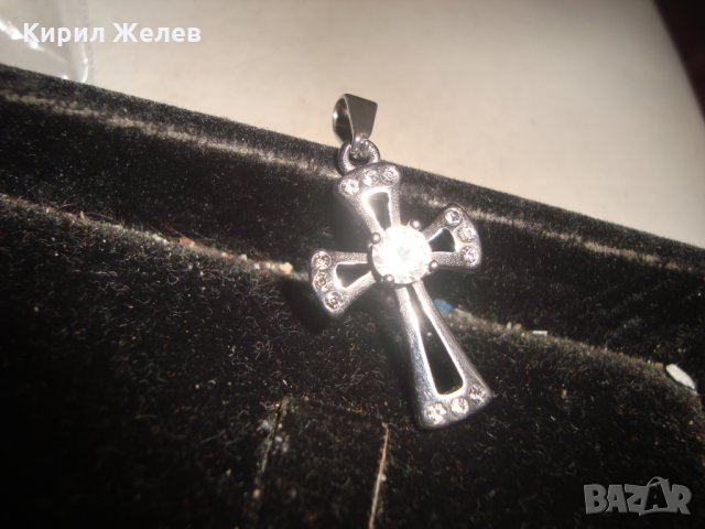 КРЪСТЧЕ БЛАГОРОДНА СТОМАНА с ФАСЕТИРАНИ КРИСТАЛИ 20945, снимка 7 - Колиета, медальони, синджири - 32088923