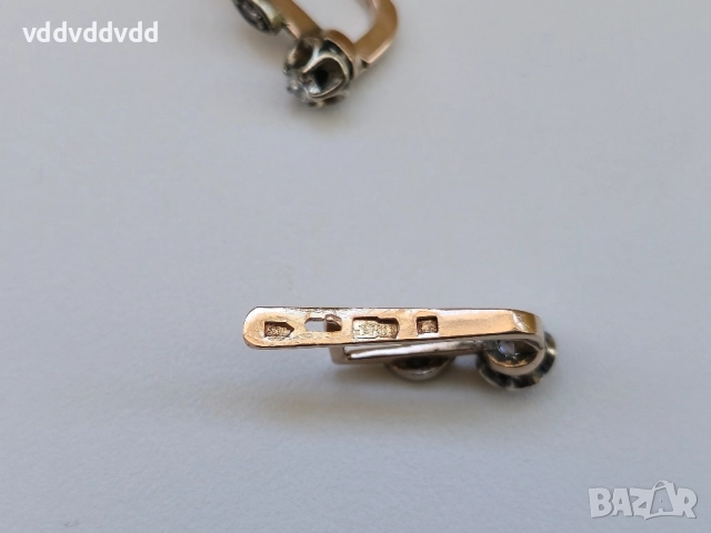 СССР златни обеци с Якутски Диаманти , снимка 5 - Обеци - 51813351