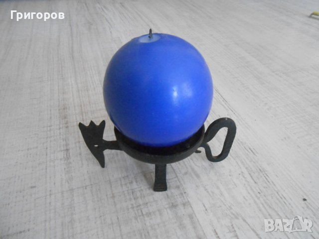 КРАСИВ СВЕЩНИК ОТ КОВАНО ЖЕЛЯЗО !!! ПЕТЛЕ !