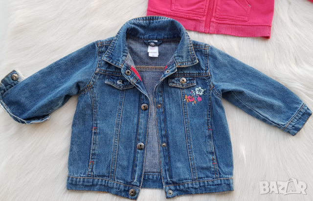  Детско дънково яке с подплата суичър 2в1 размер 9-12 месеца, снимка 2 - Бебешки якета и елеци - 44923103