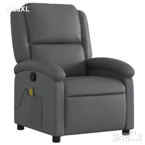vidaXL Масажен наклоняем стол, сив, изкуствена кожа, снимка 3 - Дивани и мека мебел - 56147450