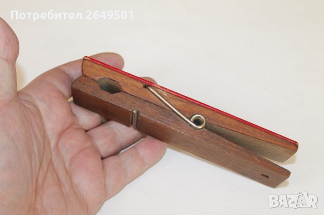 Ретро френска декоративна щипка за бележки хартия, дърво 1970те, снимка 2 - Колекции - 40559638
