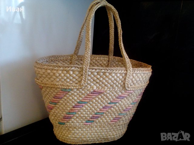 Стилна плетена чанта тип кошница , снимка 5 - Чанти - 29336033