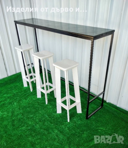 Бар маса и столове от дърво и метал по поръчка за хранене , снимка 4 - Маси - 51102882