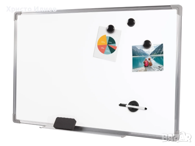 Магнитна бяла дъска с маркер и магнити комплект, снимка 6 - Други - 52233573
