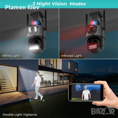 6 Mpx. Двойна вътрешна/външна WIFI камера за наблюдение, снимка 6 - IP камери - 53303157