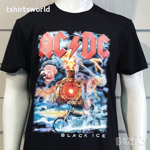 Нова мъжка тениска с дигитален печат на музикалната група AC/DC - Black Ice с Влак, снимка 3 - Тениски - 40717837
