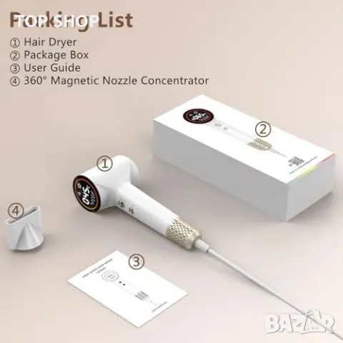 Нов Мощен йонен сешоар 110,000 RPM – бързо сушене и нисък шум за коса, снимка 8 - Сешоари - 49239275