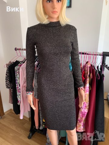 Черна рокля със златни нишки, снимка 6 - Рокли - 40819715