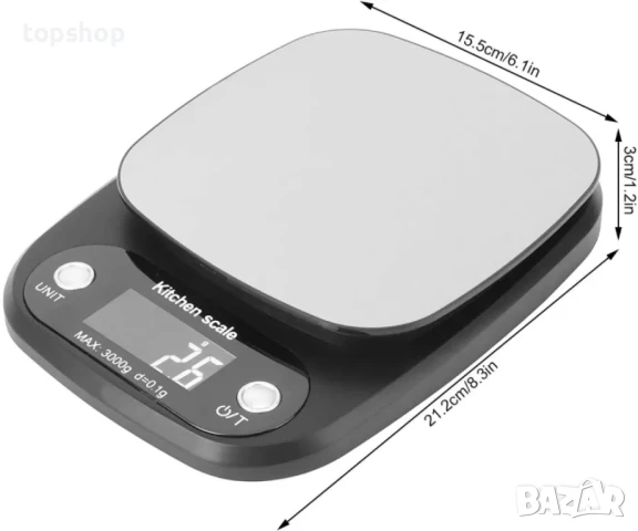 Нова кухненска везна, g/lb:oz/ml/fl.oz Везна за храна Кухненска теглилка от черна неръждаема стомана, снимка 3 - Тримери - 50493103
