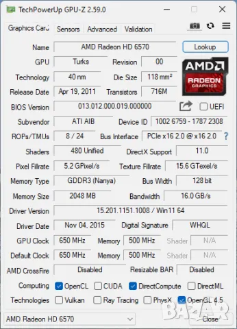 Видео карта AMD Radeon PowerColor HD AX6570 HDMI 2048MB GDDR3 128bit PCI-E, снимка 10 - Видеокарти - 47827869