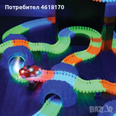 Детски комплект от гъвкава светеща писта и кола Magic Tracks с 5 LED светлини, снимка 3 - Коли, камиони, мотори, писти - 52385935