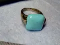 ВИНТИДЖ АРТ СРЕБЪРЕН ПРЪСТЕН ЛАКИРАНО СРЕБРО 925 с ГОЛЯМ ЮВЕЛИРНО ШЛИФОВАН ТЮРКОАЗ 48601, снимка 13