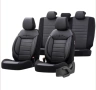 Луксозна тапицерия OTOM текстил с еко кожа COMFORT LINE Design – Черна с черен шев, снимка 1