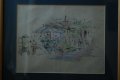 Стара картина,градски пейзаж, Стоян Василев, 1950-те год., снимка 2