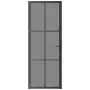 vidaXL Интериорна врата 76x201,5 см черна ESG стъкло и алуминий, снимка 3