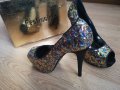 НОВИ Festissimo луксозни обувки със златни пайети на висок ток, Размер 39, снимка 7