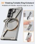 XAOVUIR калъф за Samsung Galaxy Z Fold 6 с магнитна въртяща се стойка, сребрист, снимка 4