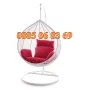 Градинска люлка тип гнездо, люлка гнездо, бяла с червени възглавници, снимка 2