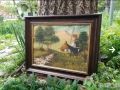 Красива Стара Картина Прованс Живопис Маслени Бои на Платно, снимка 4