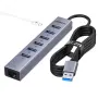 USB 3.0 хъб с 8 порта, USB към мрежов хъб с 6 USB 3.0 порта, гигабитов , снимка 1