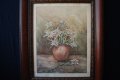 Стара картина, рисунка, ваза с цветя, Хр. Гайчев, 1980-те г., снимка 2