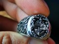 Супер детайлен келтски мъжки пръстен с печат 925 размер9-10 (не съм сигурен дали е 100% сребро, но м, снимка 1