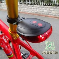 2 Лазерен +5 LED заден стоп за колело велосипед колело Предупреждение с Мигаща светлина на лампата з, снимка 11 - Аксесоари за велосипеди - 38396664