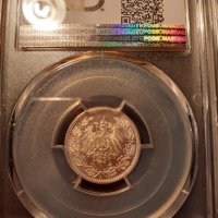 Сертифицирана сребърна монета 1/2 марка/ Германска империя/  МS 64, снимка 4 - Нумизматика и бонистика - 29098112
