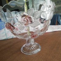 Винтидж WALTHER GLASS - фруктиера - Модел на роза Кармен - Ретро немски, снимка 1 - Други - 35541687