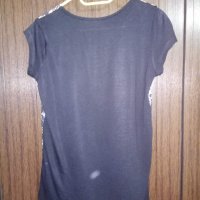 черна тениска цветя, снимка 2 - Тениски - 29456008