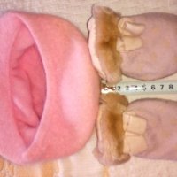 Бебешки ръкавици и шапка розови комплект, снимка 6 - Шапки, шалове и ръкавици - 30801905