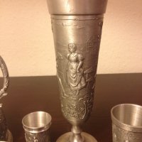 Старинни немски калаени предмети кана чаши чаша серия "Lindenwirthin", снимка 7 - Колекции - 44280240