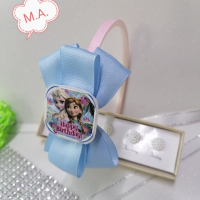Панделка " Happy Birthday"  на Ана и Елза в светло син, снимка 5 - Аксесоари за коса - 44788757