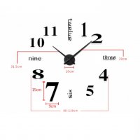  4246 Самозалепващ се стенен 3D часовник, снимка 2 - Стенни часовници - 30531213