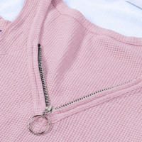 Дамска блуза в розово с дълъг ръкав и деколте с цип, снимка 6 - Блузи с дълъг ръкав и пуловери - 44597473