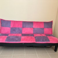 Разтегателно клик – клак канапе диван в розово/лилаво - 175 см+безплатна доставка, снимка 5 - Дивани и мека мебел - 42110383