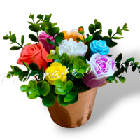 Букет от ароматни сапунени цветя в стилна метална кофичка Подходящ подарък за Осми Март, снимка 4 - Подаръци за рожден ден - 44624155